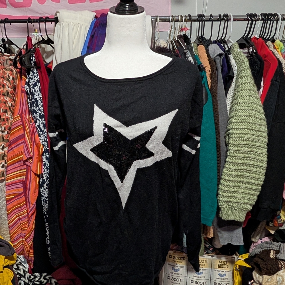 Katherine Barclay Black and White Star Sweatshirt